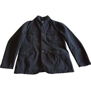 Armani Collezioni Stretch Cotton Military Button‎ Front Navy Blazer Jacket US 44